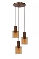 Hängelampe Glas Metall Bernstein Kupfer E27 L:50 cm