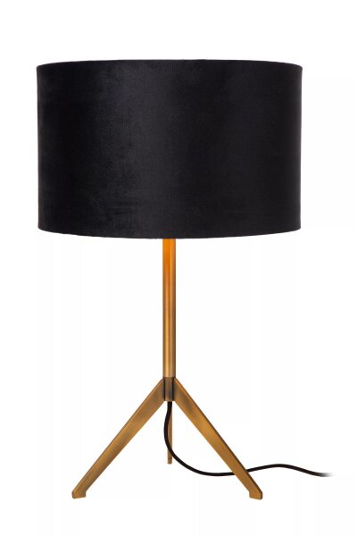 Tripod Tischleuchte Stoff Metall Schwarz Gold E27 48 cm