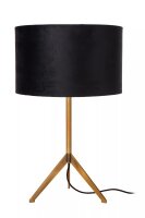 Tripod Tischleuchte Stoff Metall Schwarz Gold E27 48 cm