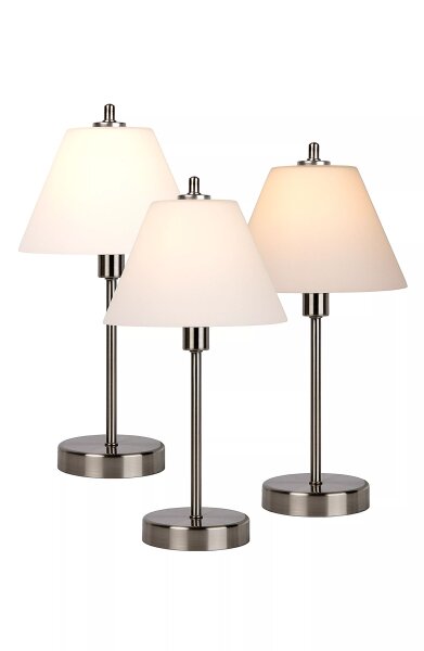 Touch Tischleuchte dimmbar Glas Metall Weiß Chrom 42 cm