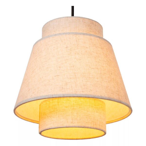 Hängelampe Stoff Metall Beige Schwarz E27 120 cm lang