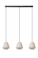 Hängelampe Stoff Metall Beige Schwarz E27 120 cm lang