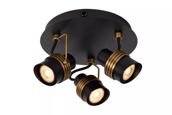 Deckenspot flexibel 3-flammig Gold Schwarz GU10 B:21 cm