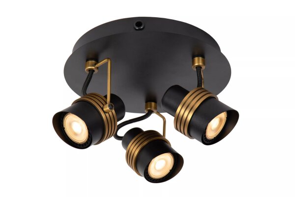 Deckenspot flexibel 3-flammig Gold Schwarz GU10 B:21 cm