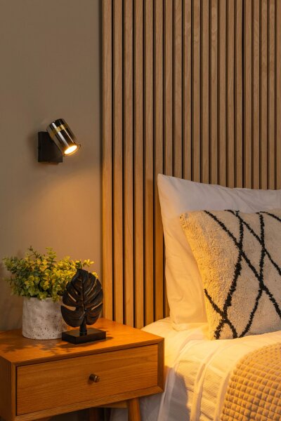 Wandstrahler Schalter Rauchglas Schwarz GU10 flexibel