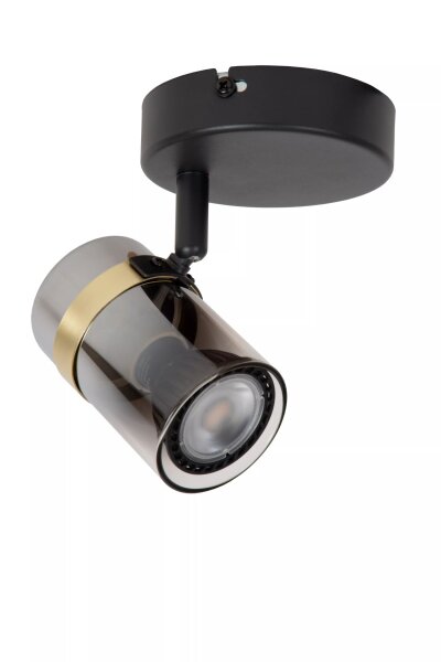 Deckenstrahler Rauchglas Metall Schwarz GU10 L:10 cm