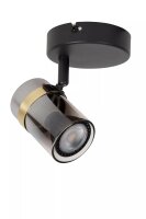 Deckenstrahler Rauchglas Metall Schwarz GU10 L:10 cm
