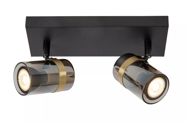 Deckenstrahler Rauchglas Metall Schwarz GU10 2-flammig