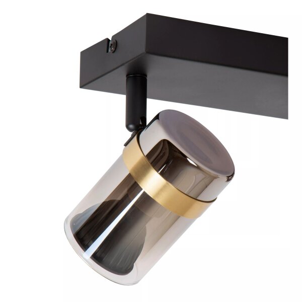 Deckenstrahler Rauchglas Metall Schwarz GU10 2-flammig