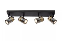 Deckenstrahler Rauchglas Metall Schwarz GU10 4-flammig