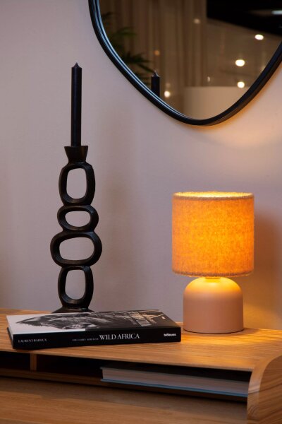 Nachttischleuchte Stoff Ockergelb Terrakotta E14 28 cm