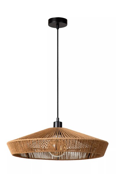 Runde Pendelleuchte Papier Natur Schwarz Ø50 cm E27