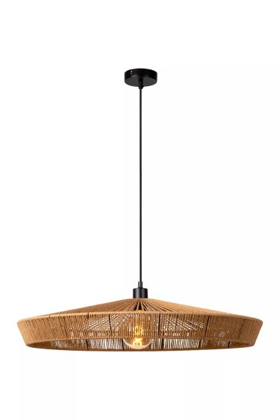 Runde Pendelleuchte Papier Natur Schwarz Ø70 cm E27