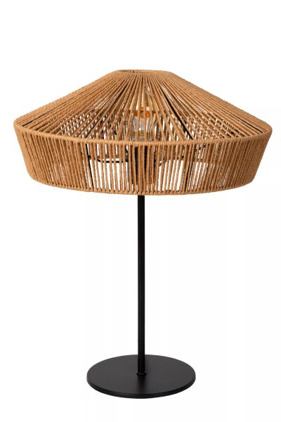 Runde Tischlampe Papier Natur Schwarz E27 50 cm