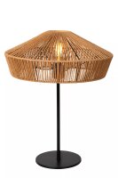 Runde Tischlampe Papier Natur Schwarz E27 50 cm