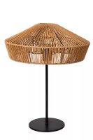 Runde Tischlampe Papier Natur Schwarz E27 50 cm