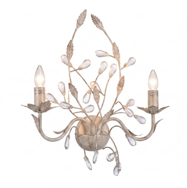 Florale Wandleuchte 2-flmg. Creme/Gold