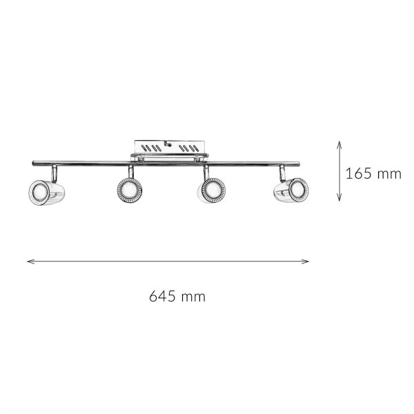 LED Deckenstrahler Kupfer Chrom 3000 K B: 64,5cm Edelstahl Glas