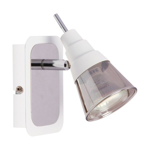 Wandspot GU10 B: 8 cm Edelstahl Glas schwenkbar Weiß Chrom