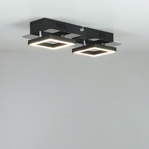 LED Deckenleuchte Metall B: 28 cm klein Schwarz Chrom 4200 K