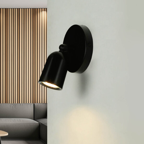 Wandspot Schwarz Ø 12 cm klein schwenkbar 1-flammig GU10
