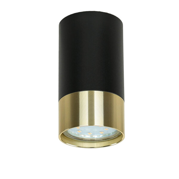 Deckenlampe klein Ø 5,5 cm H: 10 cm Schwarz Gold GU10 Aufputz