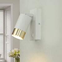 Wandspot Metall GU10 H: 14 cm Schalter schwenkbar Wei&szlig; Gold