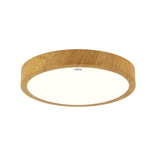 LED Deckenleuchte Ø 38 cm rund IP44 in Holz-Optik 4100 K