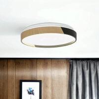Deckenleuchte LED Ø 33 cm rund Holz-Optik Schwarz...