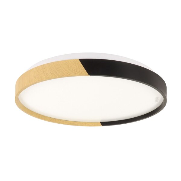 LED Deckenlampe Ø 48 cm IP44 4100 K Holz-Optik Schwarz