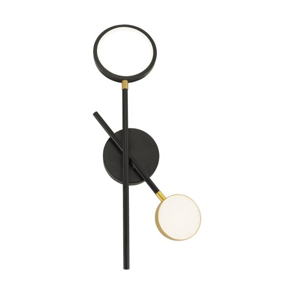 LED Wandleuchte H: 52,5 cm 2-flammig 4200 K 580 lm Schwarz Gold