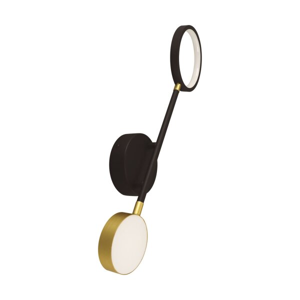 LED Wandleuchte Metall H: 52,5 cm Schwarz Gold 4200 K 2-flammig