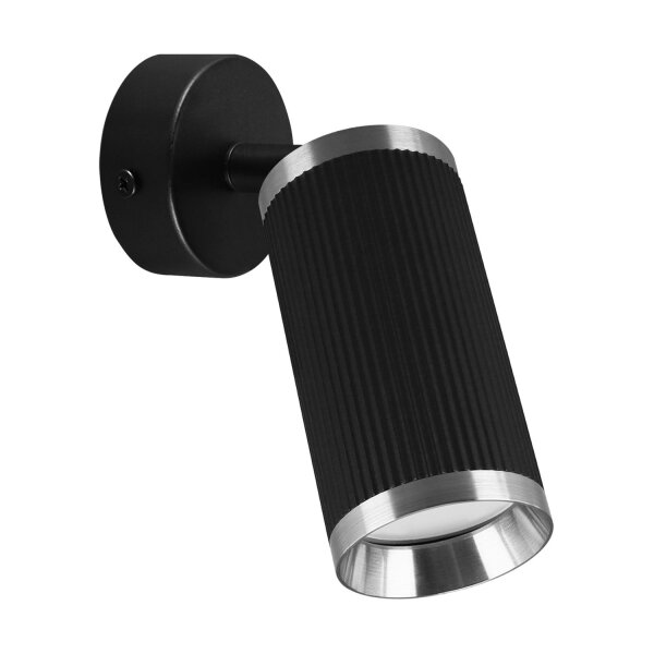 Wandspot Metall Ø 6 cm klein schwenkbar Schwarz Chrom GU10