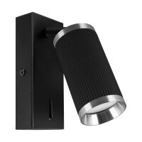 Wandleuchte Schalter H: 14 cm schwenkbar Schwarz Chrom GU10