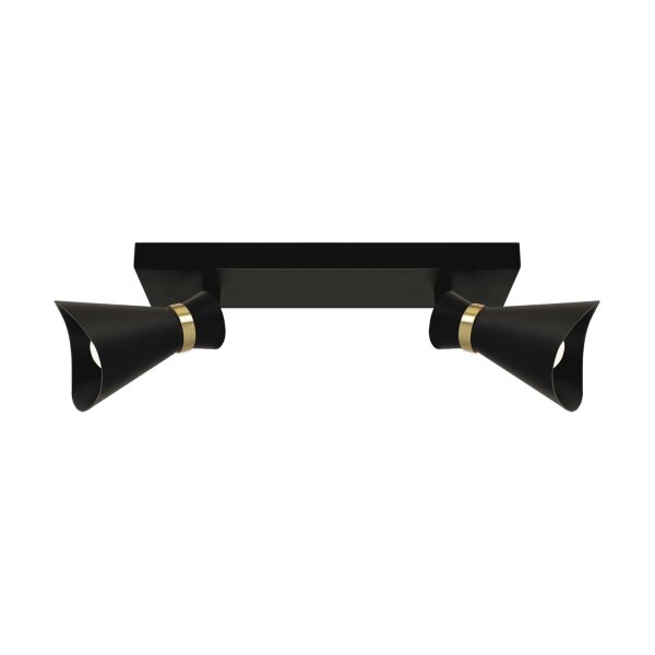 Deckenstrahler 2-flammig B: 26 cm schwenkbar E14 Schwarz Gold
