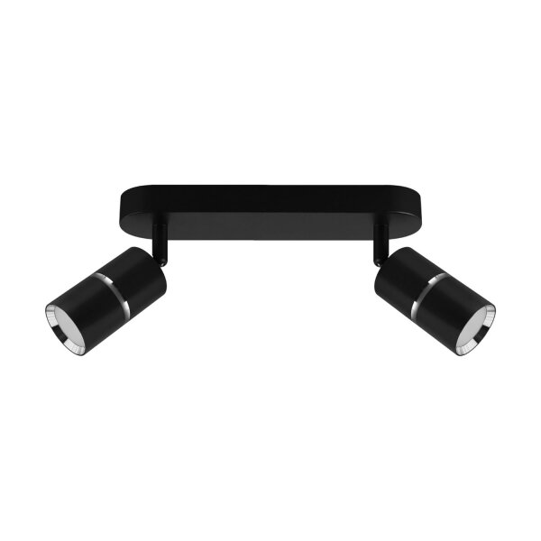 Deckenstrahler 2-flammig B: 26 cm GU10 Schwarz Chrom