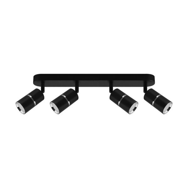 Deckenstrahler Metall 4-flammig B: 59cm GU10 Schwarz Chrom