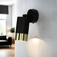 Wandlampe Metall &Oslash; 7 cm klein schwenkbar GU10 in Schwarz Gold