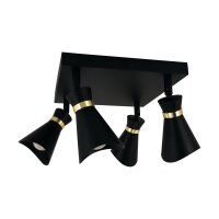 Deckenspot Metall B: 25 cm schwenkbar E14 in Schwarz Gold