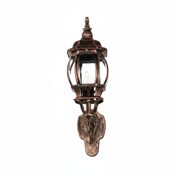 Außen Wandlampe Rustikal E27 H: 54 cm in Kupfer Antik