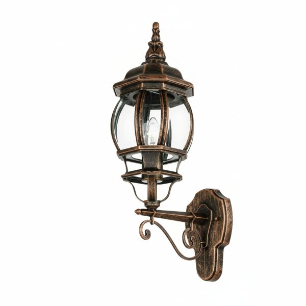 Außen Wandlampe Rustikal E27 H: 54 cm in Kupfer Antik