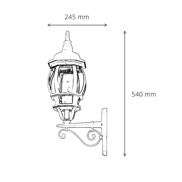 Außen Wandlampe Rustikal E27 H: 54 cm in Kupfer Antik