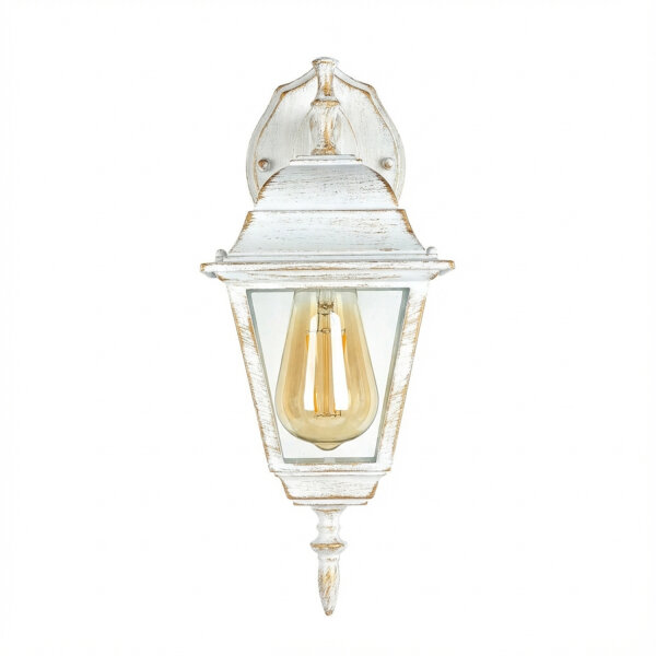 Außenlampe E27 IP44 H: 34,5 cm in Weiß Gold Rustikal