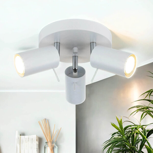Deckenlampe 3-flammig Weiß Ø 20 cm Metall verstellbar