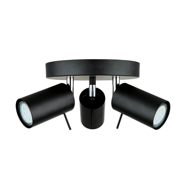Deckenstrahler 3-flammig Schwarz Metall Ø 20 cm GU10