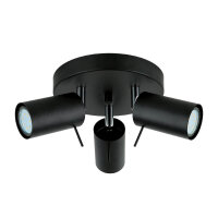 Deckenstrahler 3-flammig Schwarz Metall Ø 20 cm GU10