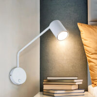 Wandlampe Weiß verstellbar Metall GU10 mit Schalter