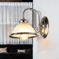 Jugendstil Wandleuchte E27 mit Glasschirm Silbern