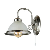 Jugendstil Wandleuchte E27 mit Glasschirm Silbern