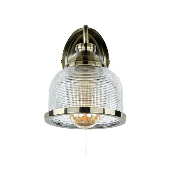Wandlampe mit Schalter H: 24,5 cm in Messing antik E27